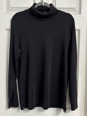 Lands' End Women's Black Supima Cotton Turtleneck XL Long Sleeve Closet Staple